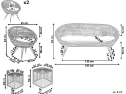 Hot Beliani Set da giardino con tavolo 4 posti MARATEA/CESENATICO Rattan Naturale Beige Naturale Nero