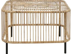 Discount Beliani Set da giardino con tavolo 4 posti MARATEA/CESENATICO Rattan Naturale Beige Naturale Nero