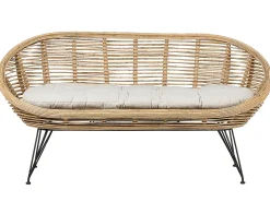 Discount Beliani Set da giardino con tavolo 4 posti MARATEA/CESENATICO Rattan Naturale Beige Naturale Nero