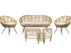 Discount Beliani Set da giardino con tavolo 4 posti MARATEA/CESENATICO Rattan Naturale Beige Naturale Nero