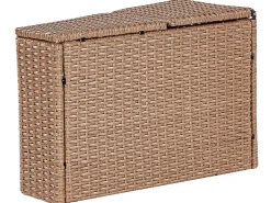 Outlet Beliani Set da giardino con tavolo 9 posti SEVERO Rattan sintetico (PE) Beige sabbia Bianco Beige