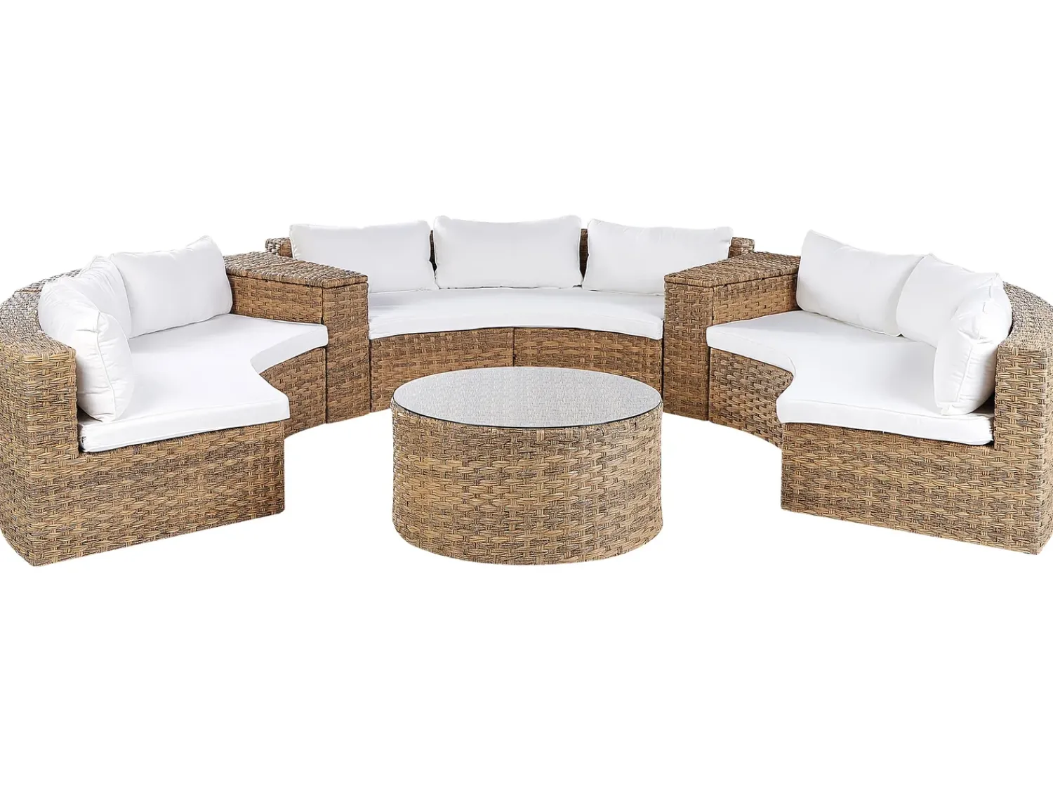 Online Beliani Set da giardino con tavolo 9 posti SEVERO Rattan sintetico (PE) Marrone dorato Bianco Marrone