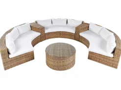 Online Beliani Set da giardino con tavolo 9 posti SEVERO Rattan sintetico (PE) Marrone dorato Bianco Marrone