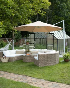 Online Beliani Set da giardino con tavolo 9 posti SEVERO Rattan sintetico (PE) Marrone dorato Bianco Marrone