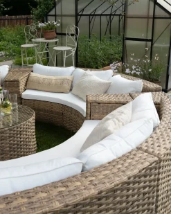 Online Beliani Set da giardino con tavolo 9 posti SEVERO Rattan sintetico (PE) Marrone dorato Bianco Marrone