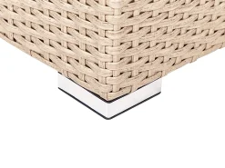Outlet Beliani Set da giardino con tavolo 8 posti XXL Lato destro Modulare Rattan sintetico (PE) Beige sabbia Bianco Beige