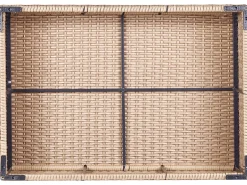 Outlet Beliani Set da giardino con tavolo 8 posti XXL Lato destro Modulare Rattan sintetico (PE) Beige sabbia Bianco Beige