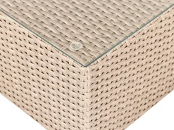 Outlet Beliani Set da giardino con tavolo 8 posti XXL Lato destro Modulare Rattan sintetico (PE) Beige sabbia Bianco Beige