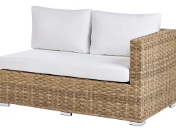Beliani Set da giardino con tavolo 8 posti XXL Lato destro Modulare Rattan sintetico (PE) Marrone chiaro Bianco Marrone