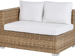 Beliani Set da giardino con tavolo 8 posti XXL Lato destro Modulare Rattan sintetico (PE) Marrone chiaro Bianco Marrone