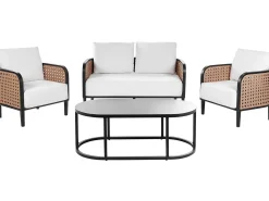 Best Beliani Set da giardino con tavolo 4 posti MONTEFALCO Metallo Bianco Bianco Nero