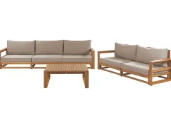 Sale Beliani Set da giardino con tavolo 5 posti TIMOR Modulare Legno di acacia certificato Marrone chiaro Beige Grigio Marrone