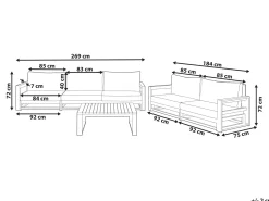 Sale Beliani Set da giardino con tavolo 5 posti TIMOR Modulare Legno di acacia certificato Marrone chiaro Beige Grigio Marrone