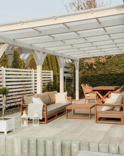 Sale Beliani Set da giardino con tavolo 5 posti TIMOR Modulare Legno di acacia certificato Marrone chiaro Beige Grigio Marrone