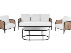 Sale Beliani Set da giardino con tavolo 5 posti MONTEFALCO Metallo Bianco Bianco Nero