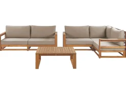 Best Beliani Set da giardino con tavolo 4 posti TIMOR Modulare Legno di acacia certificato Marrone chiaro Beige Grigio Marrone