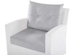 Clearance Beliani Set da giardino con tavolo 4 posti MARINO Rattan sintetico (PE) Bianco Bianco Grigio