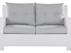 Clearance Beliani Set da giardino con tavolo 4 posti MARINO Rattan sintetico (PE) Bianco Bianco Grigio