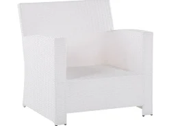 Clearance Beliani Set da giardino con tavolo 4 posti MARINO Rattan sintetico (PE) Bianco Bianco Grigio