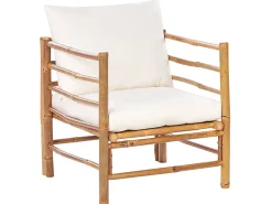 Clearance Beliani Set da giardino con tavolo 4 posti CERRETO Bambù Bianco sporco Bianco Marrone