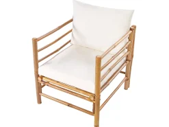 Sale Beliani Set da giardino con tavolo 5 posti CERRETO Lato Sinistro Bambù Bianco sporco Bianco Marrone