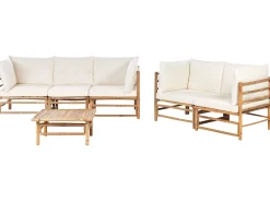 Clearance Beliani Set da giardino con tavolo 5 posti CERRETO Bambù Bianco sporco Bianco Marrone