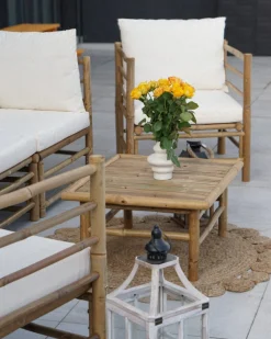Online Beliani Set da giardino con tavolo 5 posti CERRETO Bambù Bianco sporco Bianco Marrone
