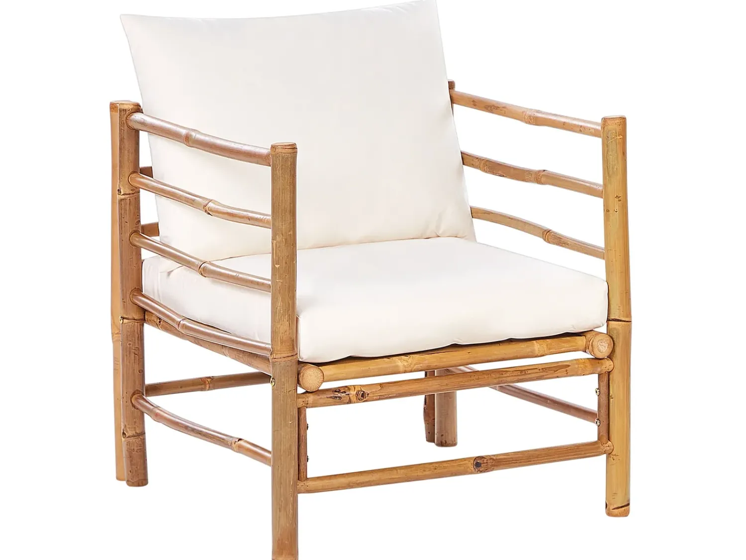 Hot Beliani Set da giardino con tavolo 6 posti CERRETO Bambù Bianco sporco Bianco Marrone