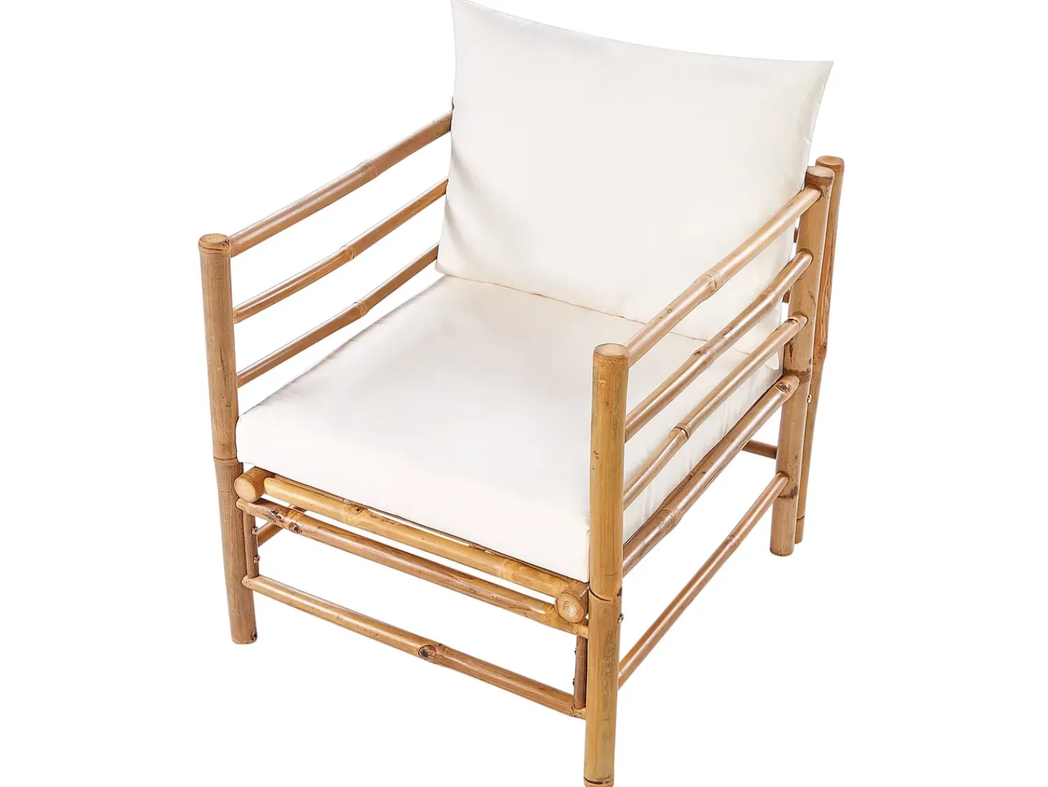 Hot Beliani Set da giardino con tavolo 6 posti CERRETO Bambù Bianco sporco Bianco Marrone