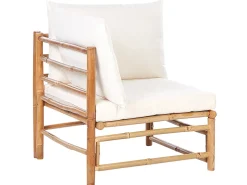 Outlet Beliani Set da giardino con tavolo 6 posti CERRETO Lato Sinistro Bambù Bianco sporco Bianco Marrone