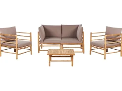 Clearance Beliani Set da giardino con tavolo 4 posti CERRETO Bambù Tortora Beige Marrone Grigio