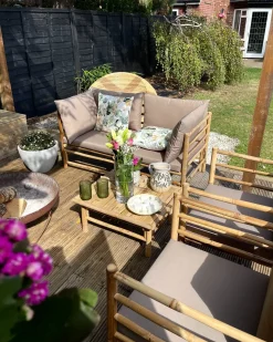 Clearance Beliani Set da giardino con tavolo 4 posti CERRETO Bambù Tortora Beige Marrone Grigio
