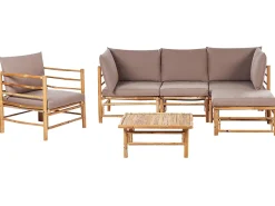 Online Beliani Set da giardino con tavolo 5 posti CERRETO Lato Sinistro Bambù Tortora Beige Marrone Grigio