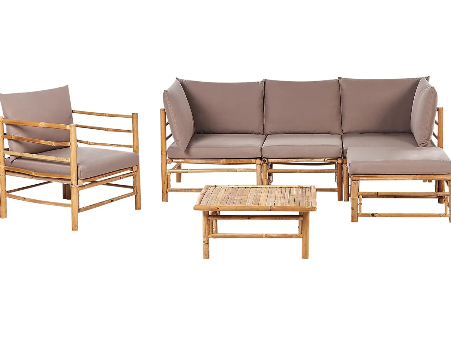 Online Beliani Set da giardino con tavolo 5 posti CERRETO Lato Sinistro Bambù Tortora Beige Marrone Grigio