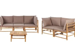Hot Beliani Set da giardino con tavolo 5 posti CERRETO Bambù Tortora Beige Marrone Grigio