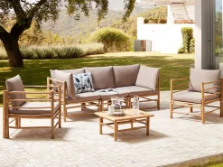 Online Beliani Set da giardino con tavolo 5 posti CERRETO Bambù Tortora Beige Marrone Grigio