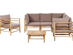 Sale Beliani Set da giardino con tavolo 6 posti CERRETO Bambù Tortora Beige Marrone Grigio