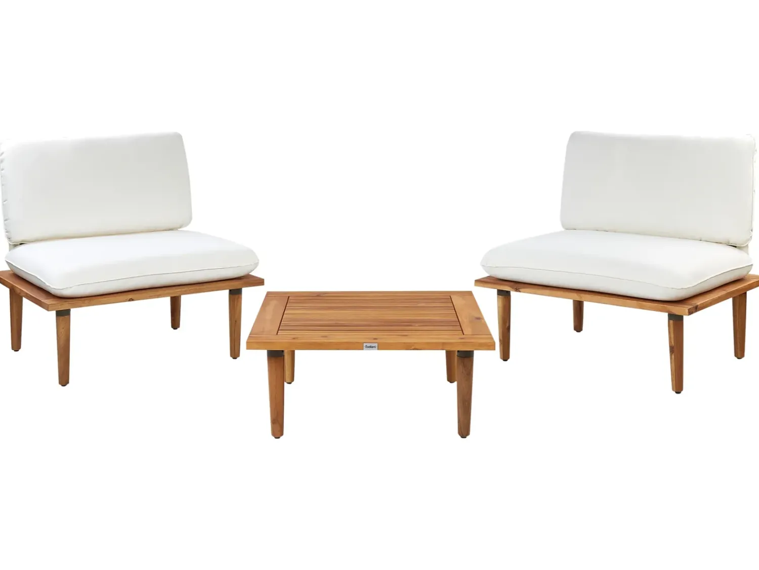 Clearance Beliani Set da giardino con tavolo 2 posti FRASCATI Modulare Legno di acacia certificato Bianco sporco Bianco Marrone