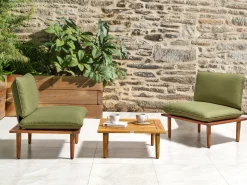 New Beliani Set da giardino con tavolo 2 posti FRASCATI Modulare Legno di acacia certificato Verde oliva Marrone Verde