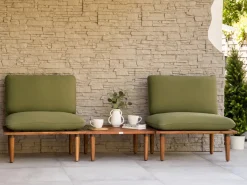 New Beliani Set da giardino con tavolo 2 posti FRASCATI Modulare Legno di acacia certificato Verde oliva Marrone Verde