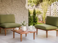 New Beliani Set da giardino con tavolo 2 posti FRASCATI Modulare Legno di acacia certificato Verde oliva Marrone Verde