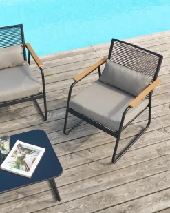 Online Beliani Set da giardino con tavolo 4 posti POMONTE Metallo Nero Grigio Nero