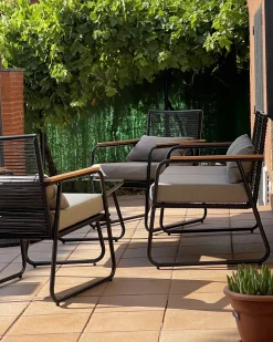 Online Beliani Set da giardino con tavolo 4 posti POMONTE Metallo Nero Grigio Nero