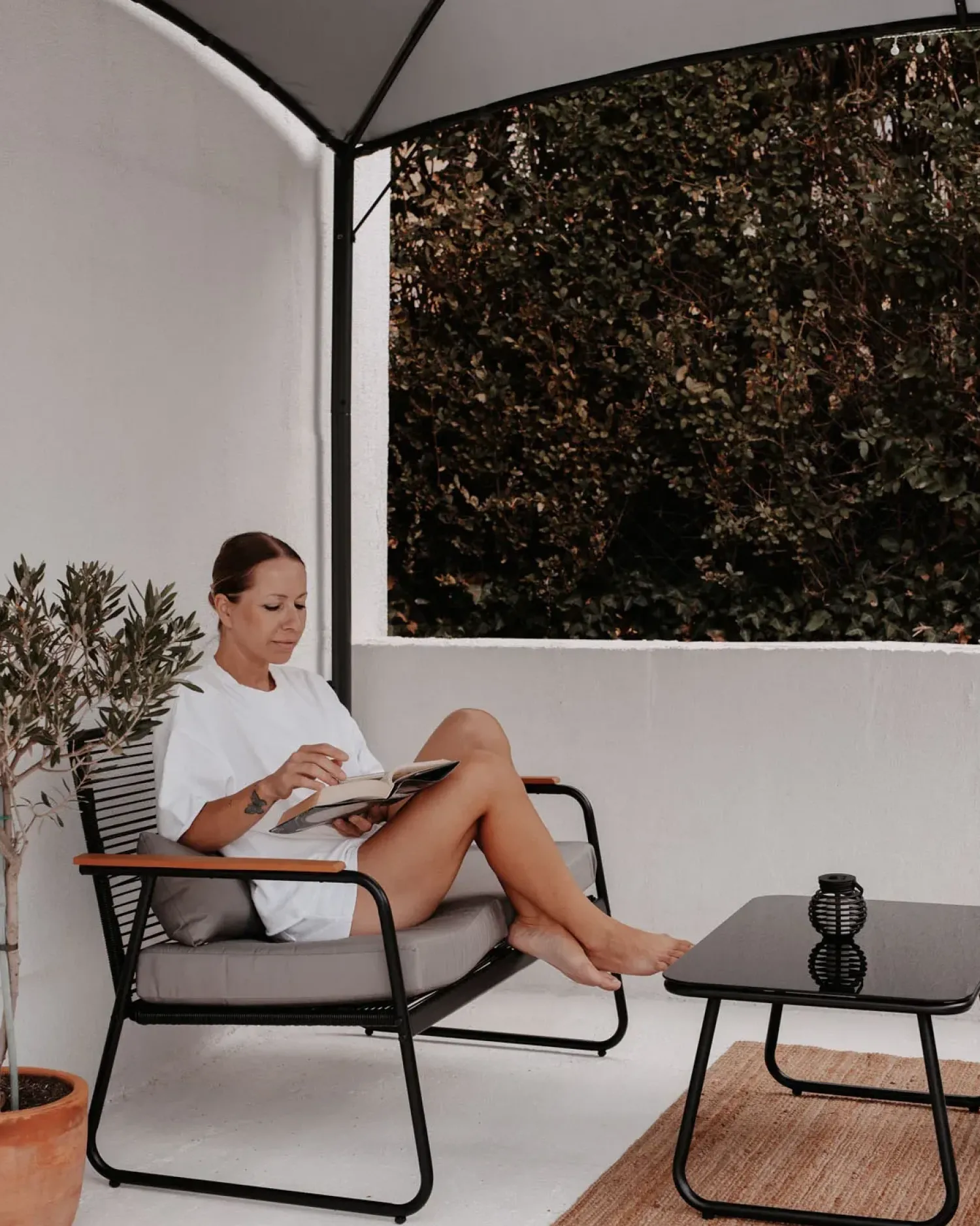Online Beliani Set da giardino con tavolo 4 posti POMONTE Metallo Nero Grigio Nero