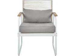 Clearance Beliani Set da giardino con tavolo 4 posti POMONTE Metallo Bianco Bianco Grigio