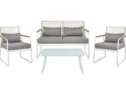 Clearance Beliani Set da giardino con tavolo 4 posti POMONTE Metallo Bianco Bianco Grigio