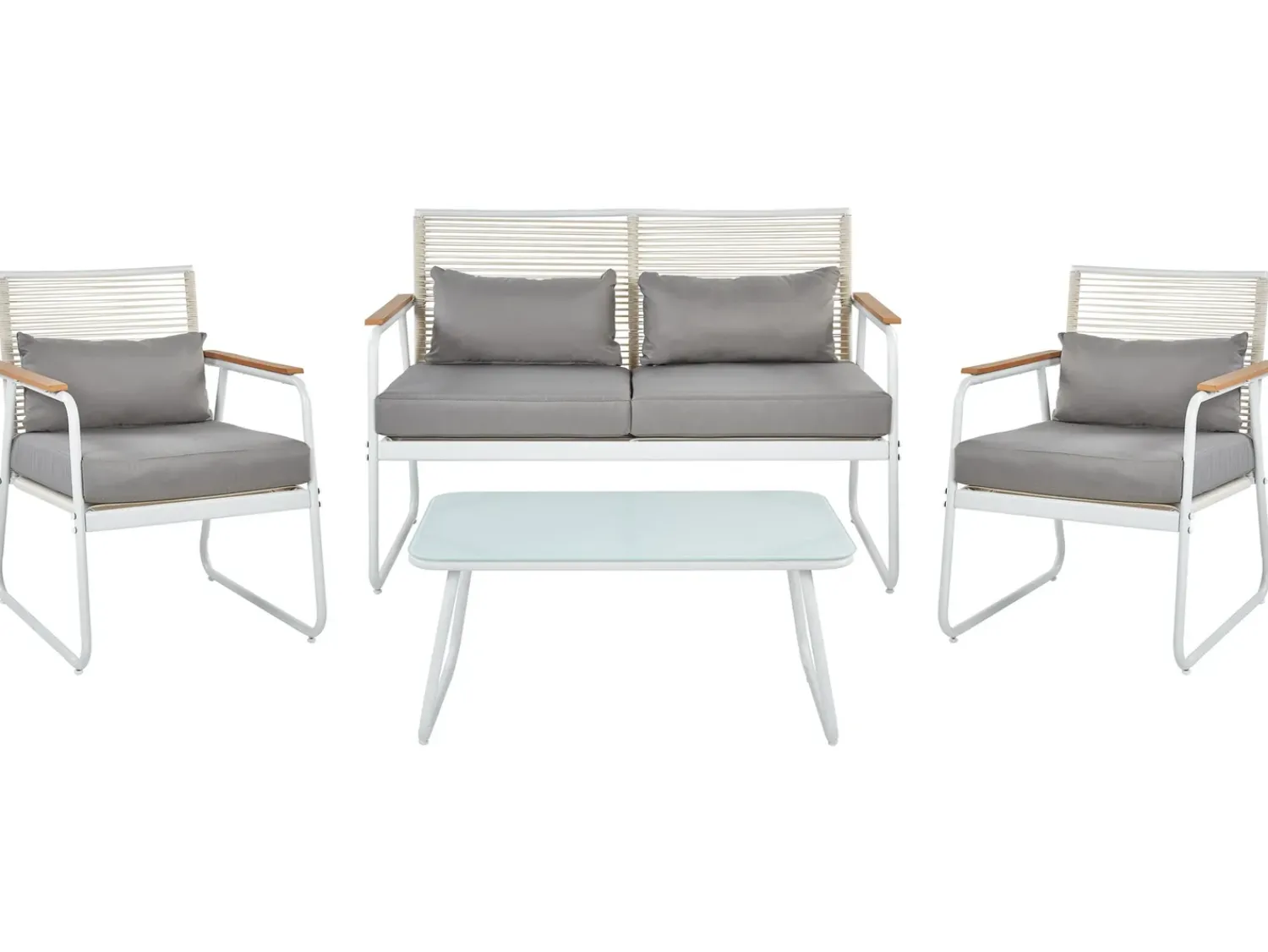 Clearance Beliani Set da giardino con tavolo 4 posti POMONTE Metallo Bianco Bianco Grigio