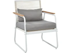 Clearance Beliani Set da giardino con tavolo 4 posti POMONTE Metallo Bianco Bianco Grigio