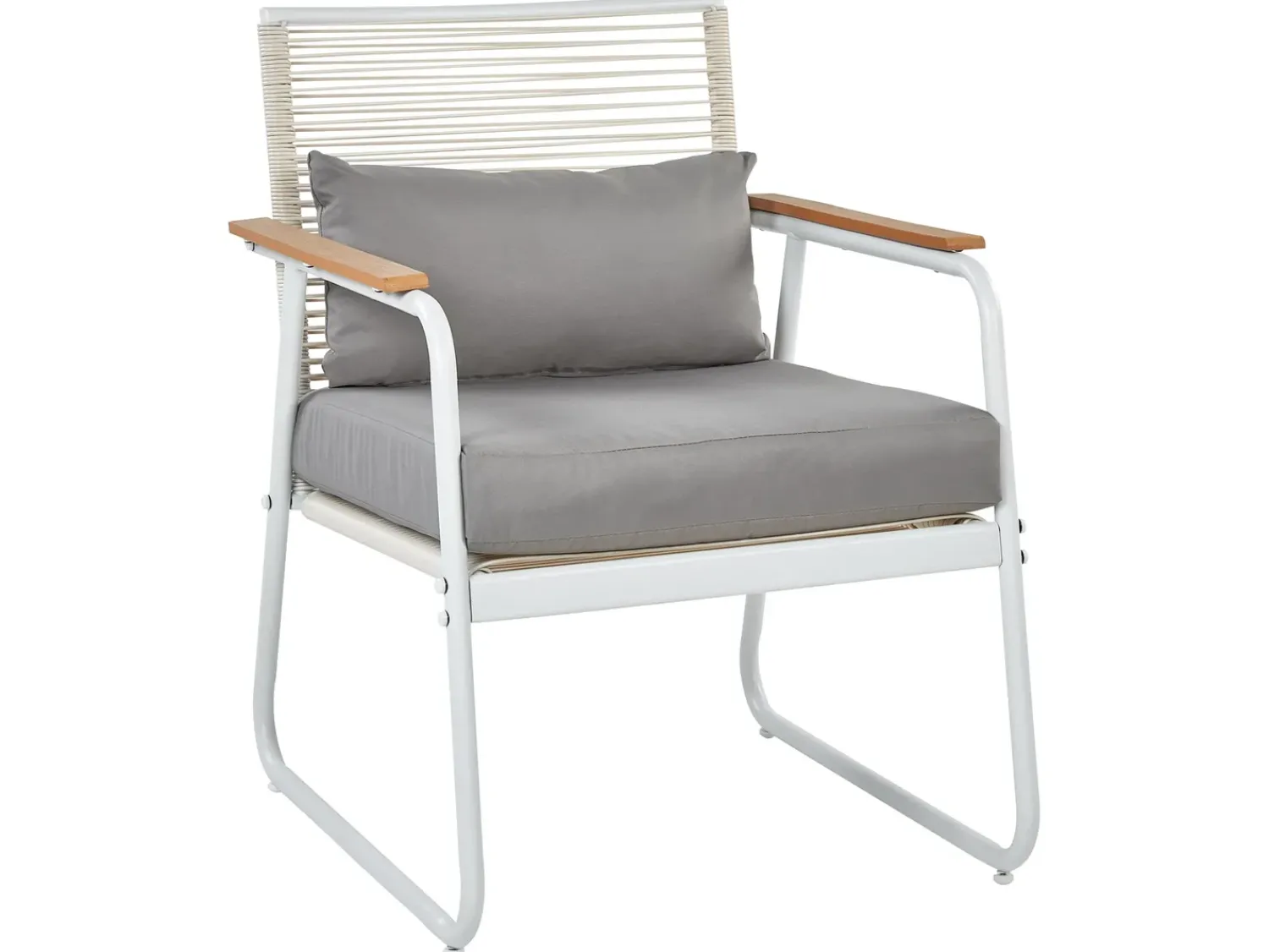 Clearance Beliani Set da giardino con tavolo 4 posti POMONTE Metallo Bianco Bianco Grigio