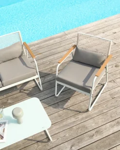 Clearance Beliani Set da giardino con tavolo 4 posti POMONTE Metallo Bianco Bianco Grigio